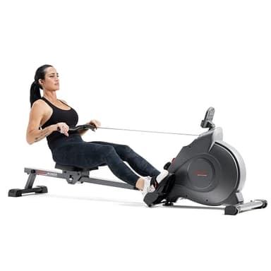Sunny Health & Fitness Smart Magnetic Rower, Extra Long Rail rowing machine